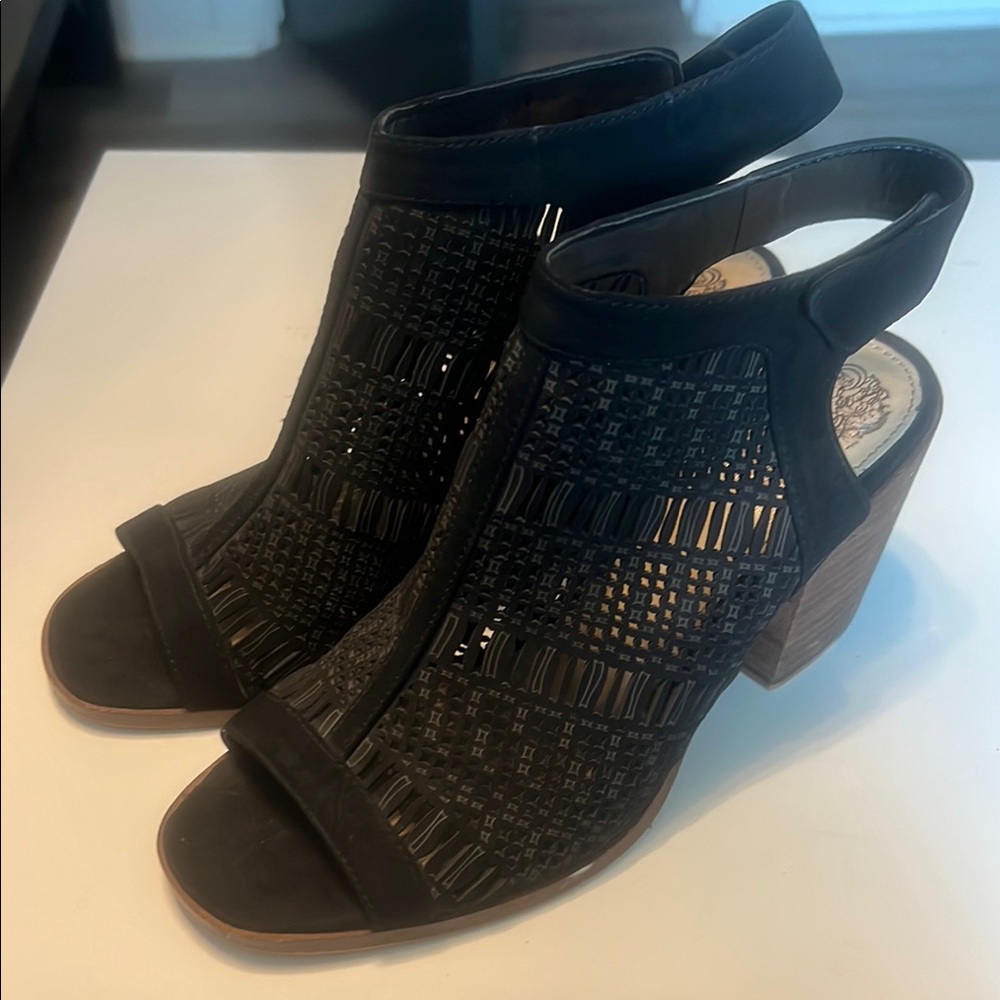 Vince Camuto Black Peep-Toe Heels